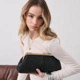 Bianca Straw Clutch Bag in Black
