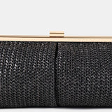 Bianca Straw Clutch Bag in Black