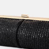 Bianca Straw Clutch Bag in Black