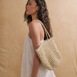 Mercato Straw Tote Bag in Cream