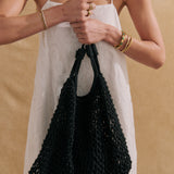 Marcie Knotted Net Shoulder Bag in Black