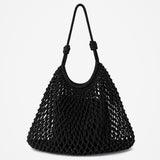Marcie Knotted Net Shoulder Bag in Black