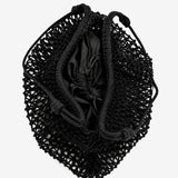 Marcie Knotted Net Shoulder Bag in Black