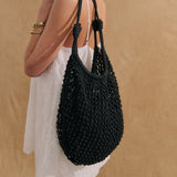 Marcie Knotted Net Shoulder Bag in Black
