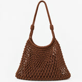 Marcie Knotted Net Shoulder Bag in Brown