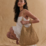 Marcie Knotted Net Shoulder Bag in Tan