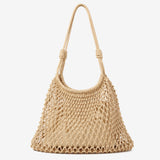 Marcie Knotted Net Shoulder Bag in Tan