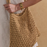 Marcie Knotted Net Shoulder Bag in Tan