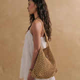Marcie Knotted Net Shoulder Bag in Tan
