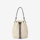 Paige Multiway Straw Bucket Bag in Cream