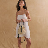 Paige Multiway Straw Bucket Bag in Cream