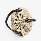 Paige Multiway Straw Bucket Bag in Cream