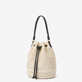 Paige Multiway Straw Bucket Bag in Cream