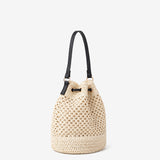 Paige Multiway Straw Bucket Bag in Cream
