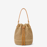 Paige Multiway Straw Bucket Bag in Tan