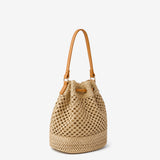 Paige Multiway Straw Bucket Bag in Tan