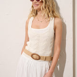 Lila Wooden Buckle Straw Belt