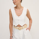 Shelley Round Buckle Straw Belt