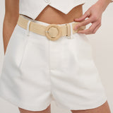 Shelley Round Buckle Straw Belt