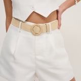 Shelley Round Buckle Straw Belt