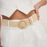 Shelley Round Buckle Straw Belt