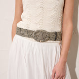 Woven Oval Buckle Straw Belt in Multi