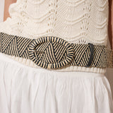 Woven Oval Buckle Straw Belt in Multi