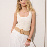Archer Rattan Buckle Belt in Tan
