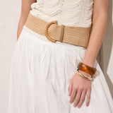Archer Rattan Buckle Belt in Tan