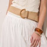 Archer Rattan Buckle Belt in Tan