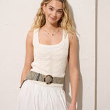 Acrylic Round Buckle Straw Belt in Multi