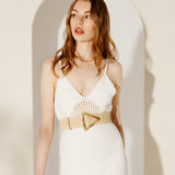 Acrylic Statement Buckle Straw Belt