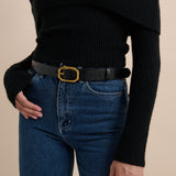 Geometric Buckle Croc Belt