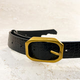Geometric Buckle Croc Belt