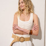Carmen Straw Metal Buckle Belt in Brown