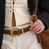Genuine Suede Chain Buckle Belt