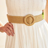 Camine Circle Buckle Straw Belt (2col)