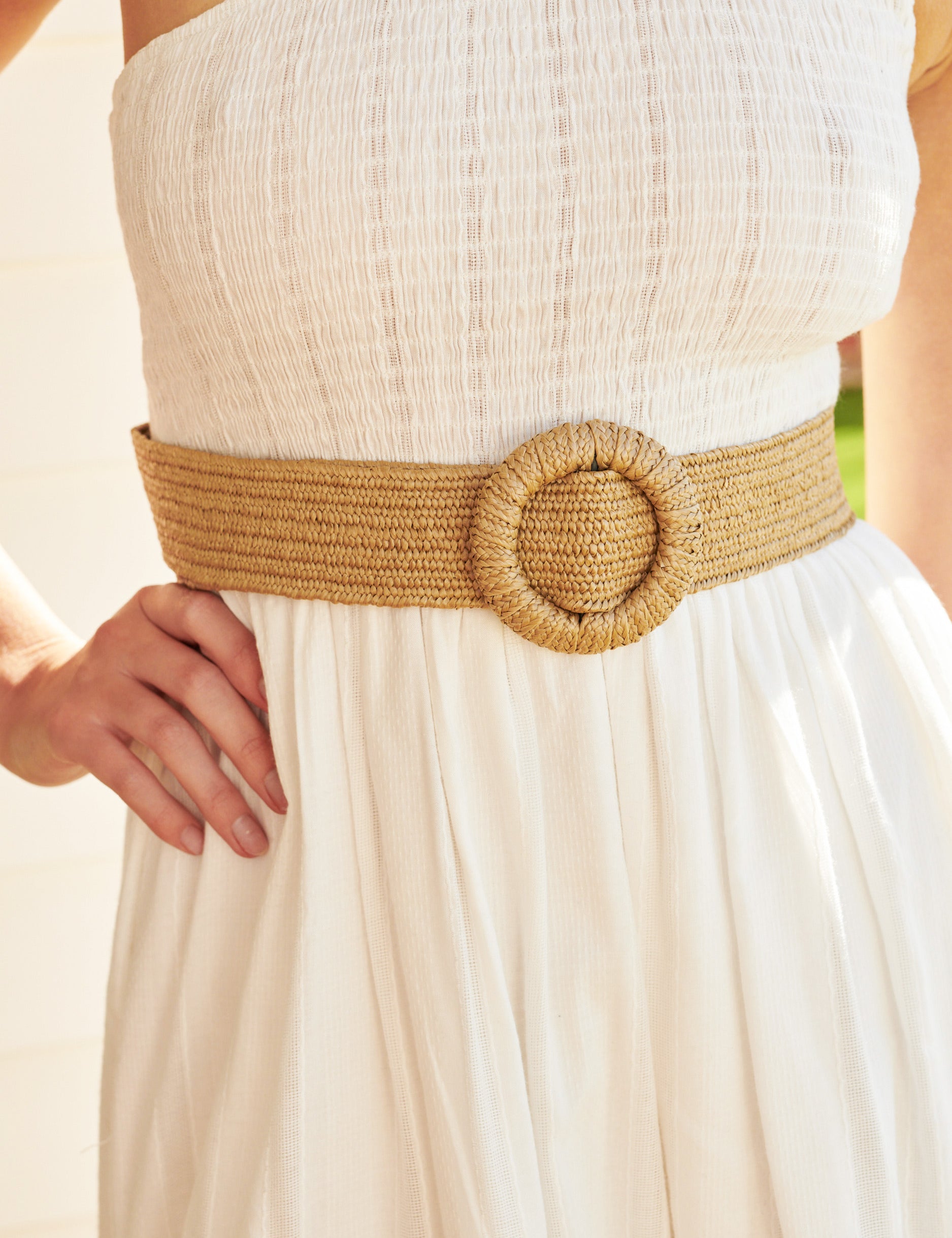 Camine Circle Buckle Straw Belt (2col)