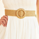 Camine Circle Buckle Straw Belt (2col)