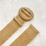 [Restocked] Alora Round Buckle Straw Belt in Black