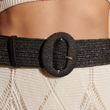 [Restocked] Alora Round Buckle Straw Belt in Black