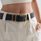 Western Vintage PU Leather Belt in Black