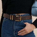 Western Vintage PU Leather Belt in Brown