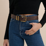 Western Vintage PU Leather Belt in Brown