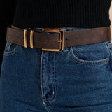 Western Vintage PU Leather Belt in Brown
