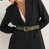 Western Vintage PU Leather Belt in Olive