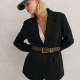 Western Vintage PU Leather Belt in Olive