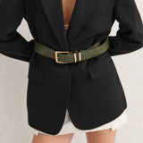 Western Vintage PU Leather Belt in Olive