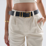 Western Vintage PU Leather Belt in Brown