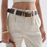 Western Vintage PU Leather Belt in Brown